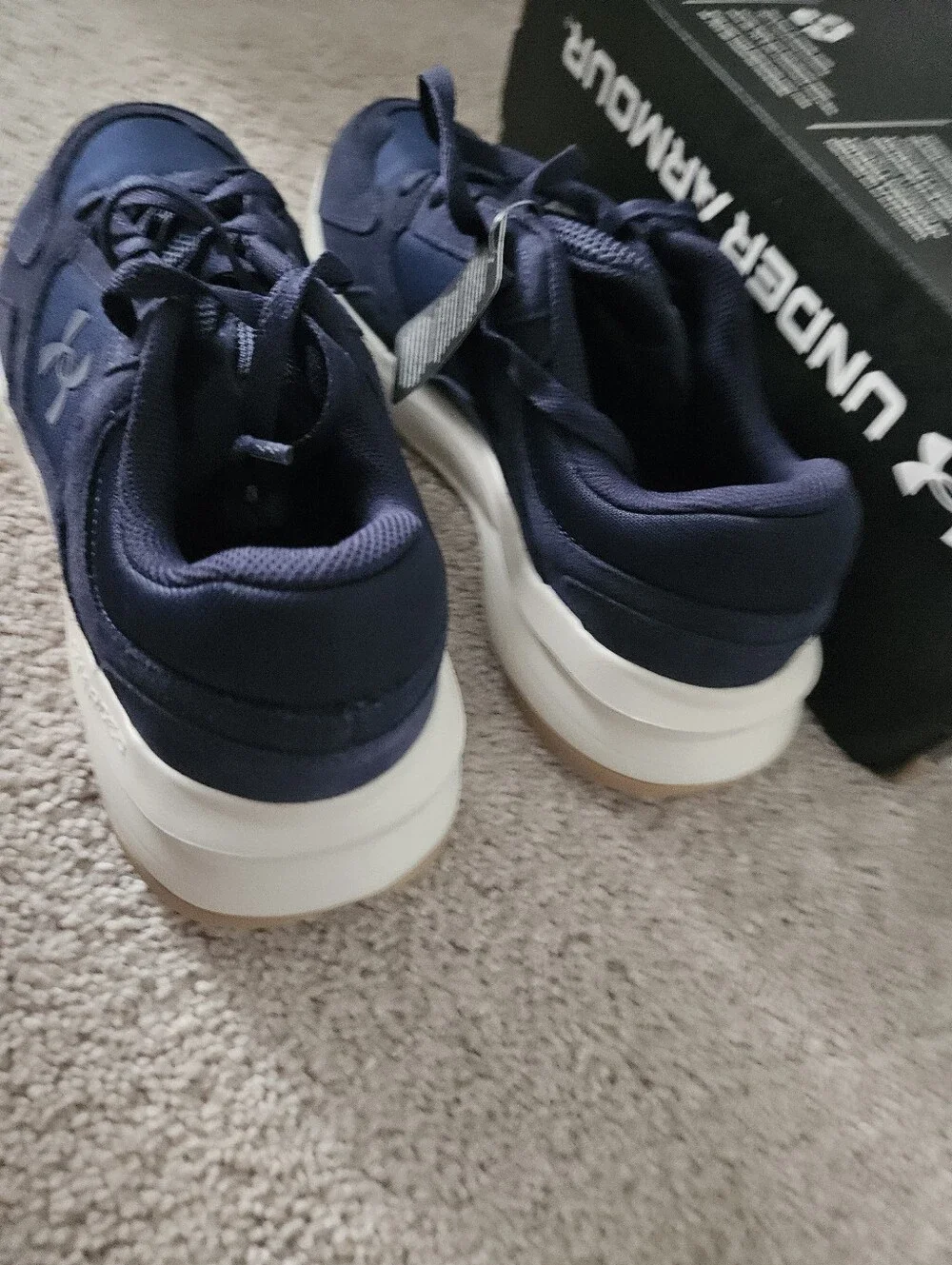 NWT Under Armour UA Edge Suede Mens 10 Navy Blue Charged Sneakers